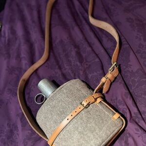 Vintage Military Wool Felt Covered Metal Canteen Flask.